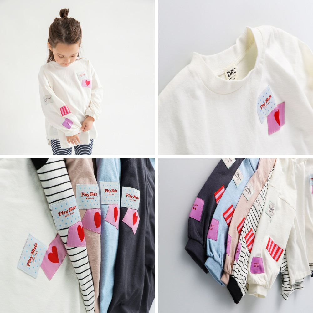 日本童裝 Branshes 貼布長袖上衣 100-150cm 女童款 春季 TOPS