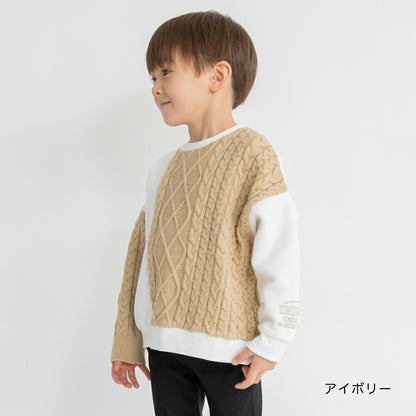 日本童裝 Branshes 抓毛針織拼衛衣 80-150cm 男童款 春季 TOPS