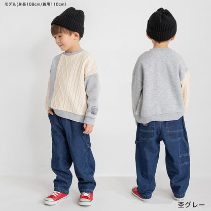 日本童裝 Branshes 抓毛針織拼衛衣 80-150cm 男童款 春季 TOPS