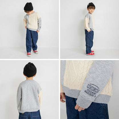 日本童裝 Branshes 抓毛針織拼衛衣 80-150cm 男童款 春季 TOPS