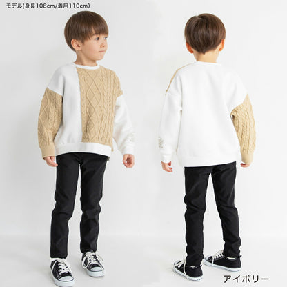 日本童裝 Branshes 抓毛針織拼衛衣 80-150cm 男童款 春季 TOPS