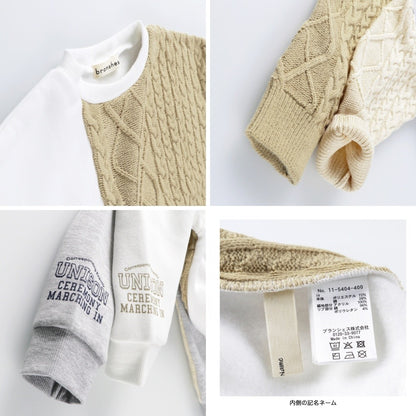 日本童裝 Branshes 抓毛針織拼衛衣 80-150cm 男童款 春季 TOPS