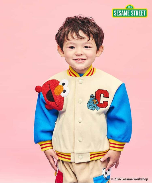 日本童裝 apres les cours x SESAME STREET 芝麻街棒球外套 80-130cm 男童款/女童款 春季 OUTERWEAR