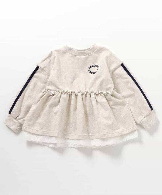 日本童裝 BREEZE 蕾絲拼接裙邊收腰上衣 80-140cm 女童款 春季 TOPS