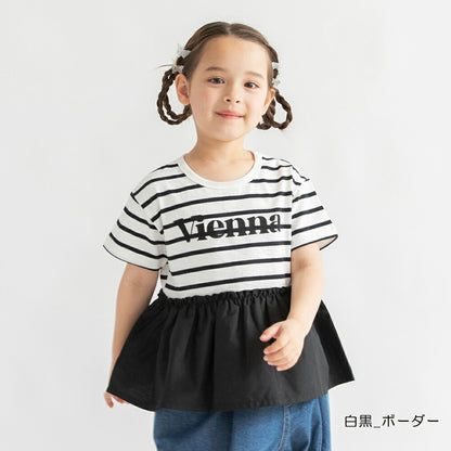 日本童裝 Branshes 字母印花裙邊上衣 100-150cm 女童款 夏季 TOPS
