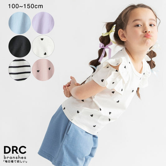 日本童裝 Branshes 露肩荷葉邊上衣 100-150cm 女童款 夏季 TOPS