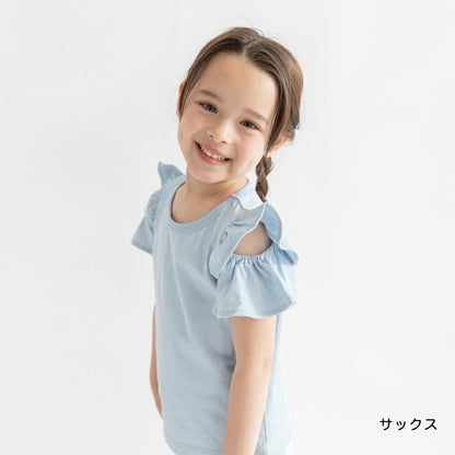 日本童裝 Branshes 露肩荷葉邊上衣 100-150cm 女童款 夏季 TOPS