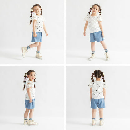 日本童裝 Branshes 露肩荷葉邊上衣 100-150cm 女童款 夏季 TOPS