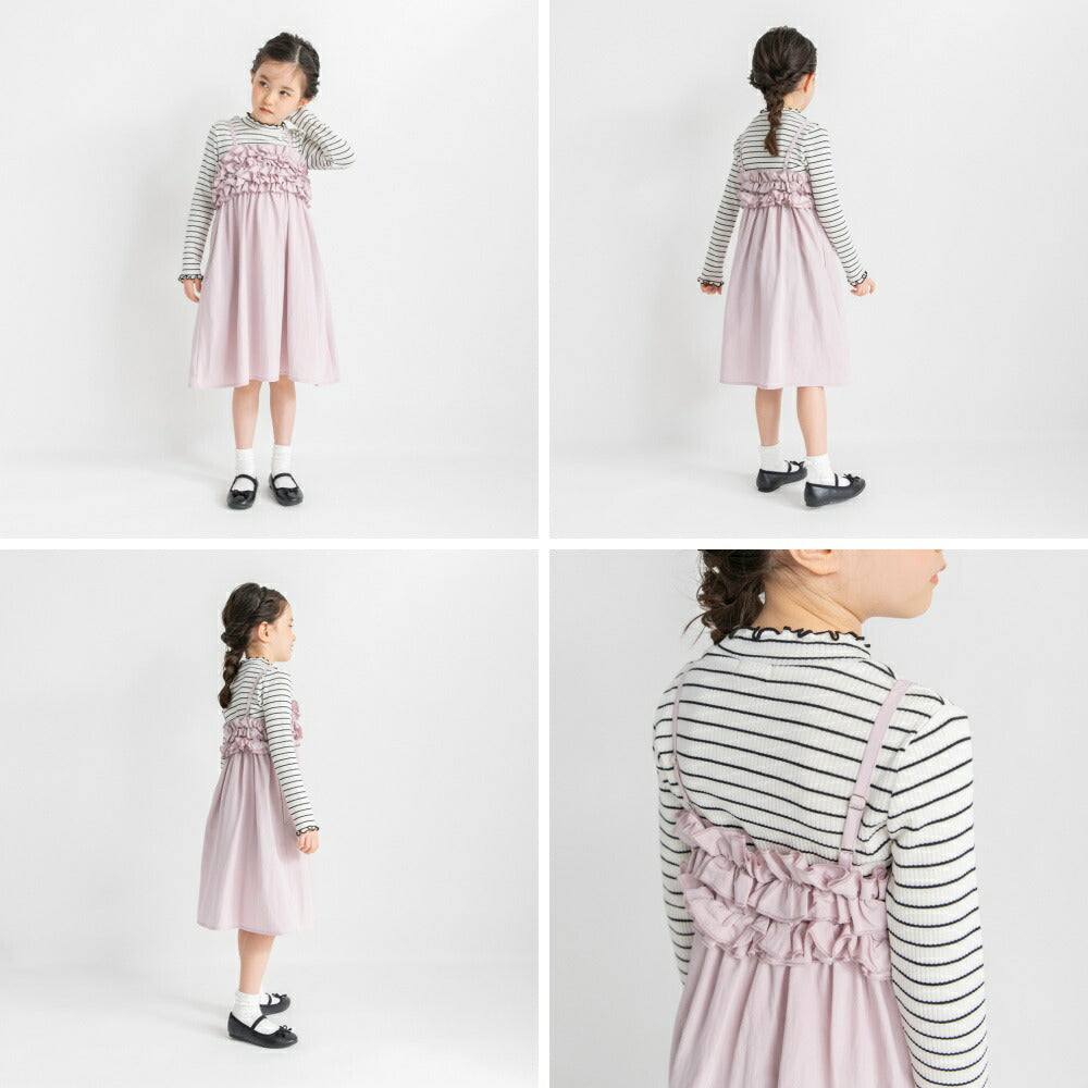 日本童裝 Branshes 荷葉邊吊帶連身裙 90-150cm 女童款 夏季 DRESSES