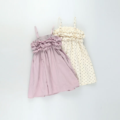 日本童裝 Branshes 荷葉邊吊帶連身裙 90-150cm 女童款 夏季 DRESSES