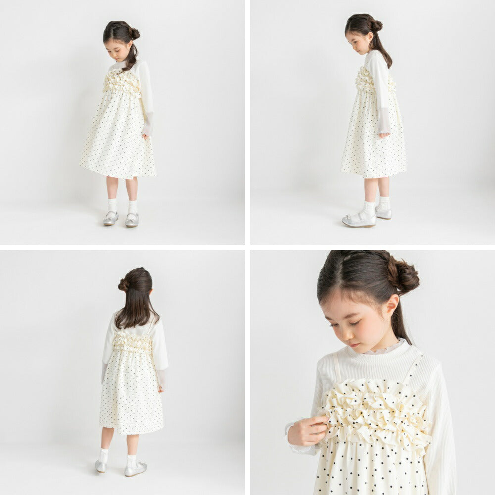 日本童裝 Branshes 荷葉邊吊帶連身裙 90-150cm 女童款 夏季 DRESSES