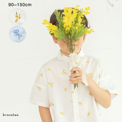 日本童裝 Branshes 花卉刺繡短袖襯衫 80-150cm 男童款 夏季 TOPS Flower