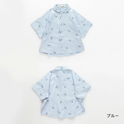 日本童裝 Branshes 花卉刺繡短袖襯衫 80-150cm 男童款 夏季 TOPS Flower