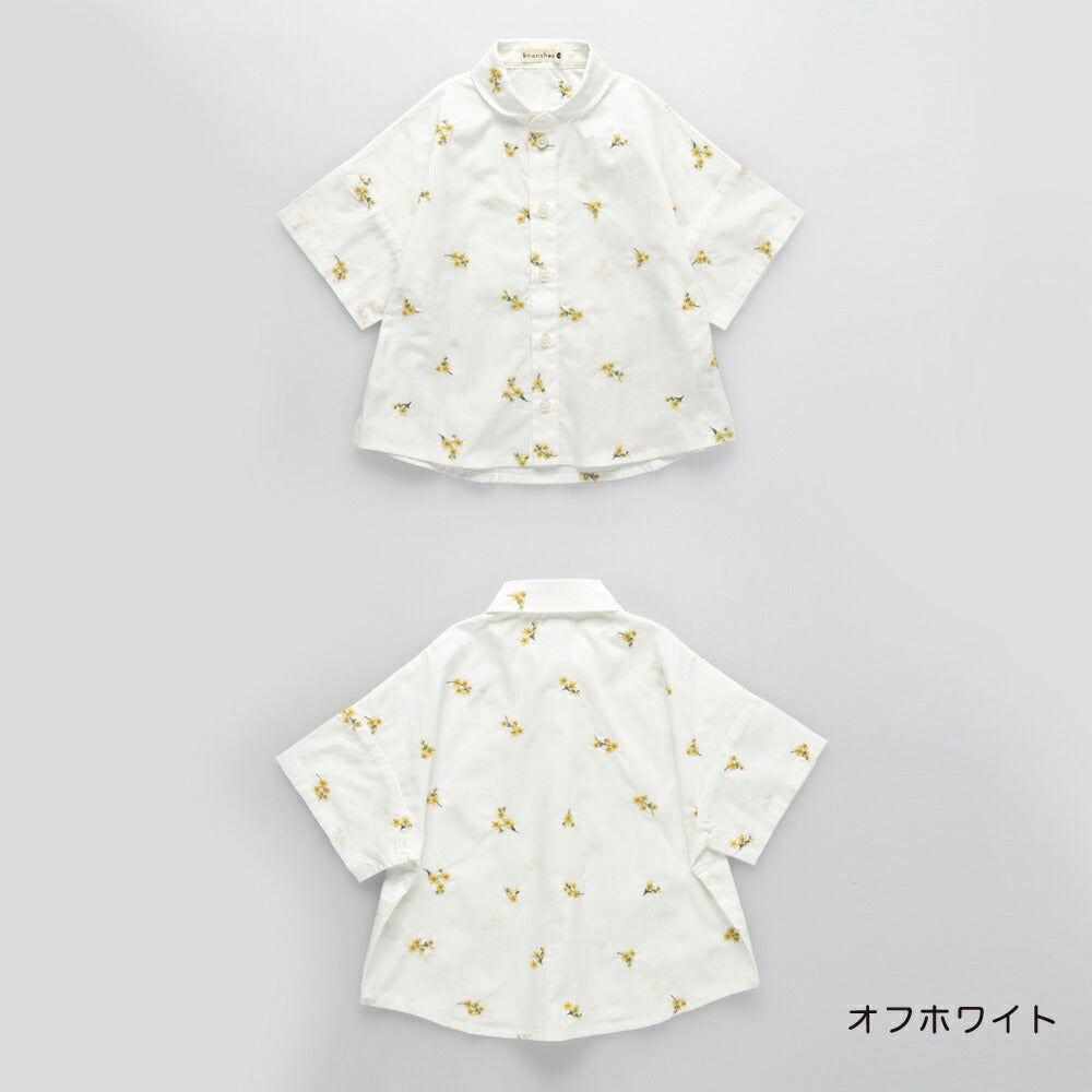 日本童裝 Branshes 花卉刺繡短袖襯衫 80-150cm 男童款 夏季 TOPS Flower