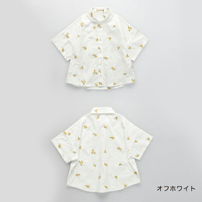 日本童裝 Branshes 花卉刺繡短袖襯衫 80-150cm 男童款 夏季 TOPS Flower