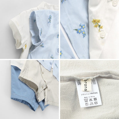 日本童裝 Branshes 花卉刺繡假兩件連衣 70-80cm 男童款 初生嬰兒 夏季 Jumpsuit Flower
