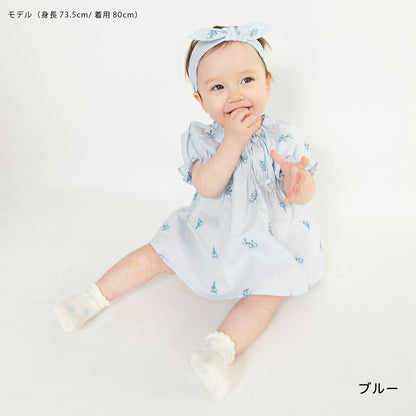 日本童裝 Branshes 花卉刺繡兩件套裝 70-80cm 女童款 初生嬰兒 夏季 TOPS PANTS Flower