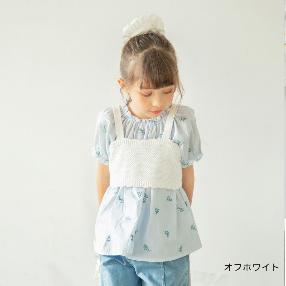 日本童裝 Branshes 針織吊帶胸衣 90-150cm 女童款 夏季 TOPS Flower