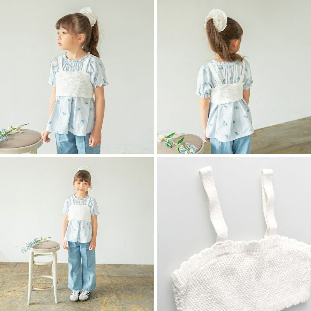 日本童裝 Branshes 針織吊帶胸衣 90-150cm 女童款 夏季 TOPS Flower