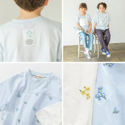 日本童裝 Branshes 花卉刺繡拼接上衣 80-150cm 男童款 夏季 TOPS Flower