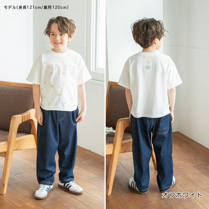 日本童裝 Branshes 花卉刺繡拼接上衣 80-150cm 男童款 夏季 TOPS Flower