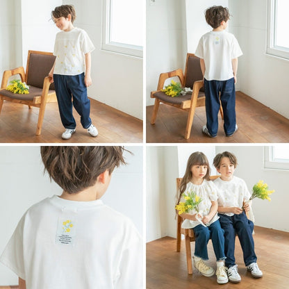 日本童裝 Branshes 花卉刺繡拼接上衣 80-150cm 男童款 夏季 TOPS Flower