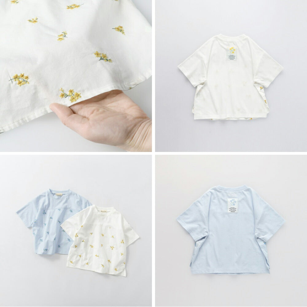 日本童裝 Branshes 花卉刺繡拼接上衣 80-150cm 男童款 夏季 TOPS Flower