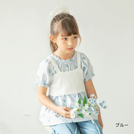 日本童裝 Branshes 花卉刺繡上衣 80-150cm 女童款 夏季 TOPS Flower