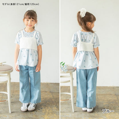 日本童裝 Branshes 花卉刺繡上衣 80-150cm 女童款 夏季 TOPS Flower