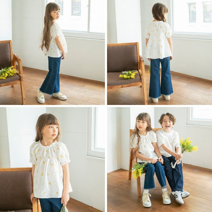 日本童裝 Branshes 花卉刺繡上衣 80-150cm 女童款 夏季 TOPS Flower