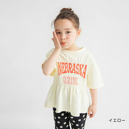 日本童裝 Branshes 皺褶Logo短袖上衣 100-150cm 女童款 夏季 TOPS