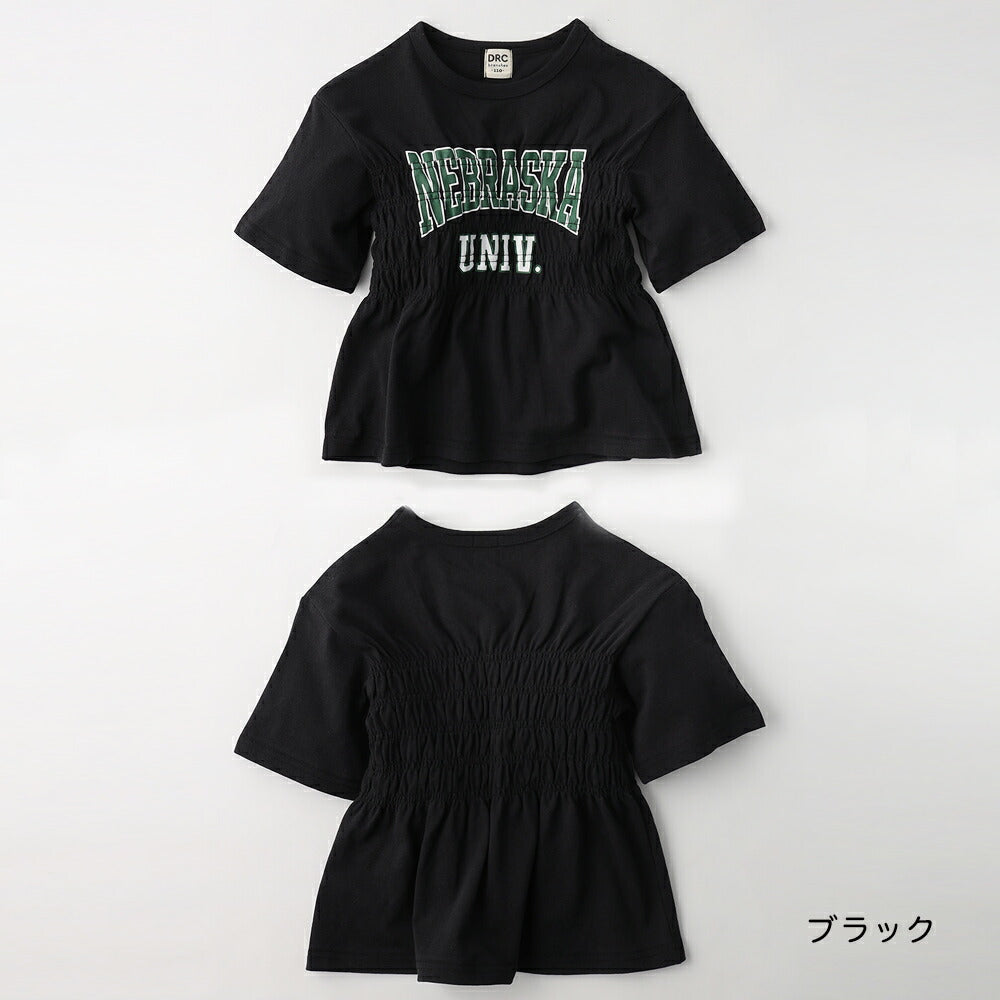 日本童裝 Branshes 皺褶Logo短袖上衣 100-150cm 女童款 夏季 TOPS