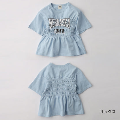 日本童裝 Branshes 皺褶Logo短袖上衣 100-150cm 女童款 夏季 TOPS