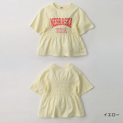 日本童裝 Branshes 皺褶Logo短袖上衣 100-150cm 女童款 夏季 TOPS
