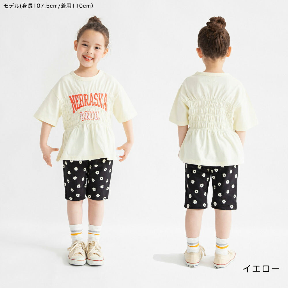 日本童裝 Branshes 皺褶Logo短袖上衣 100-150cm 女童款 夏季 TOPS