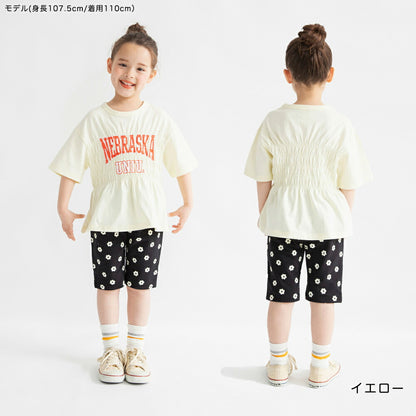 日本童裝 Branshes 皺褶Logo短袖上衣 100-150cm 女童款 夏季 TOPS