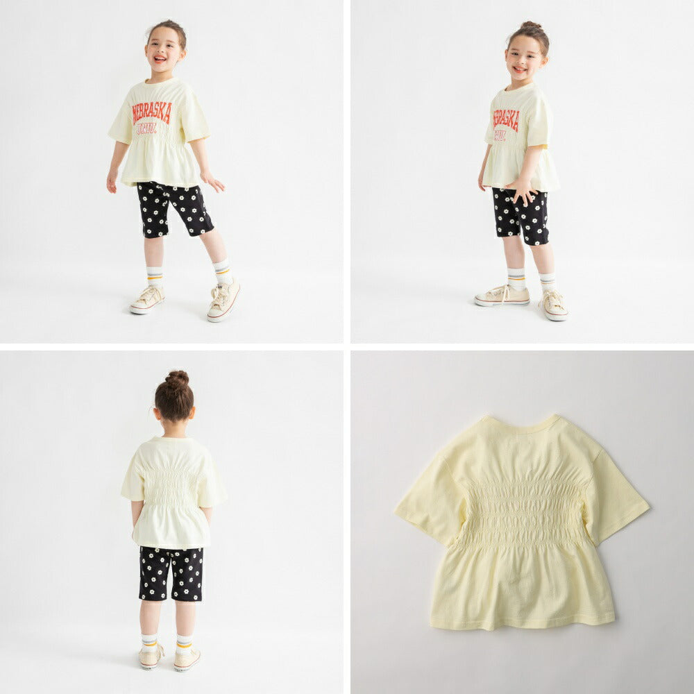 日本童裝 Branshes 皺褶Logo短袖上衣 100-150cm 女童款 夏季 TOPS