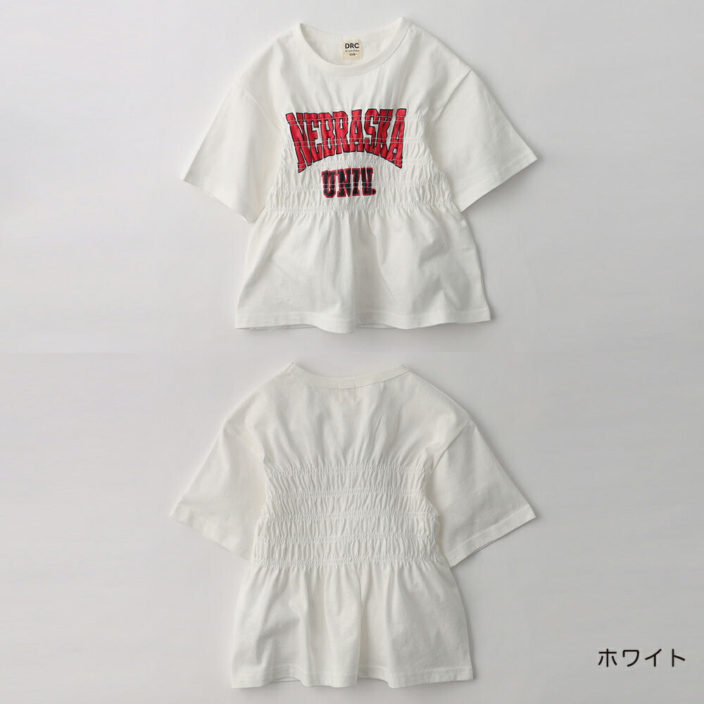 日本童裝 Branshes 皺褶Logo短袖上衣 100-150cm 女童款 夏季 TOPS
