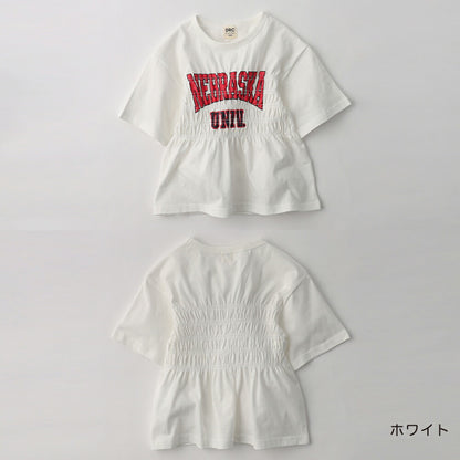日本童裝 Branshes 皺褶Logo短袖上衣 100-150cm 女童款 夏季 TOPS