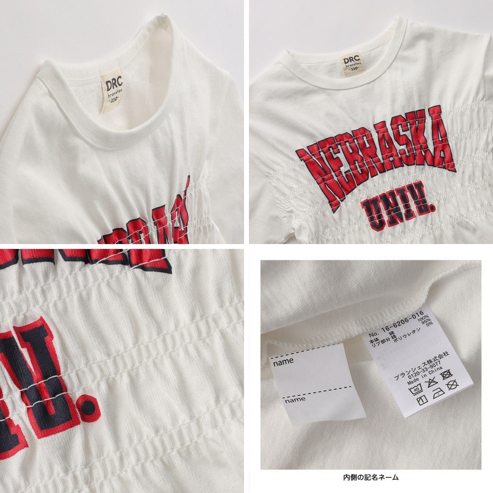 日本童裝 Branshes 皺褶Logo短袖上衣 100-150cm 女童款 夏季 TOPS