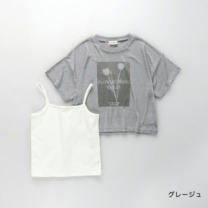 日本童裝 Branshes 薄紗短袖上衣兩件套裝 100-150cm 女童款 夏季 TOPS