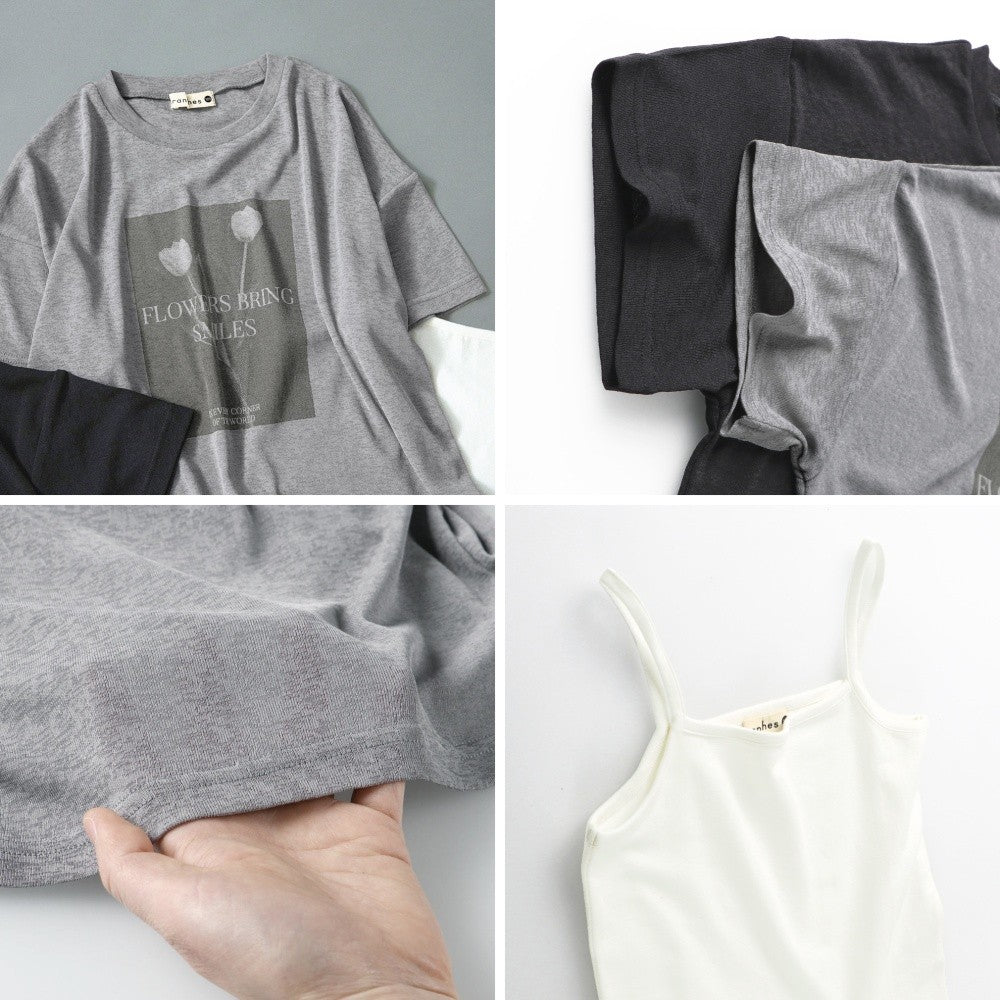 日本童裝 Branshes 薄紗短袖上衣兩件套裝 100-150cm 女童款 夏季 TOPS