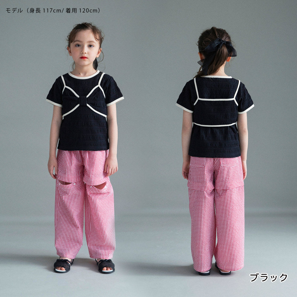 日本童裝 Branshes 緞帶胸衣上衣兩件套裝 100-150cm 女童款 夏季 TOPS