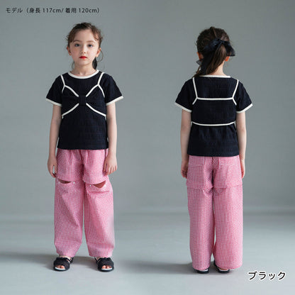 日本童裝 Branshes 緞帶胸衣上衣兩件套裝 100-150cm 女童款 夏季 TOPS