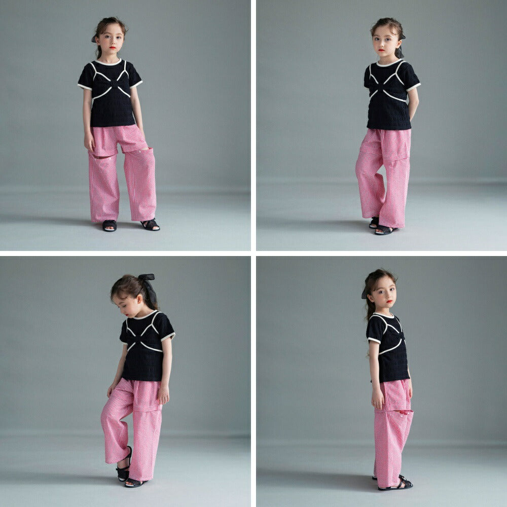 日本童裝 Branshes 緞帶胸衣上衣兩件套裝 100-150cm 女童款 夏季 TOPS