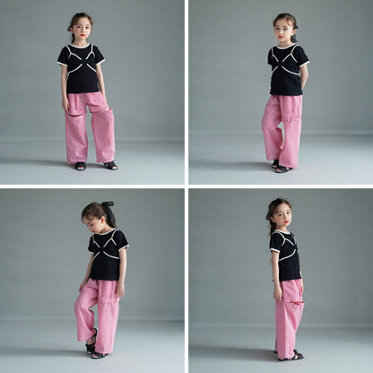 日本童裝 Branshes 緞帶胸衣上衣兩件套裝 100-150cm 女童款 夏季 TOPS