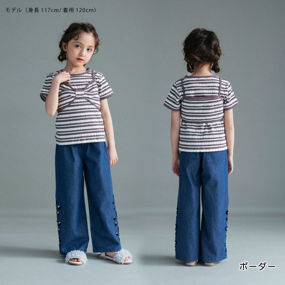 日本童裝 Branshes 緞帶胸衣上衣兩件套裝 100-150cm 女童款 夏季 TOPS