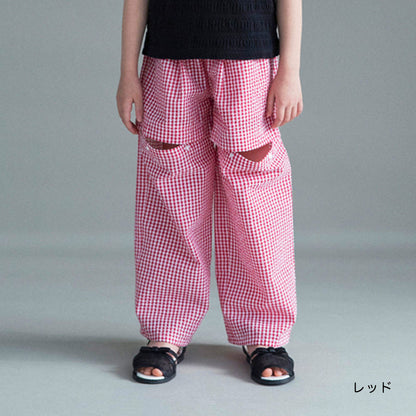 日本童裝 Branshes 2Way 格紋長褲 可拆變成短褲 100-150cm 女童款 夏季 PANTS