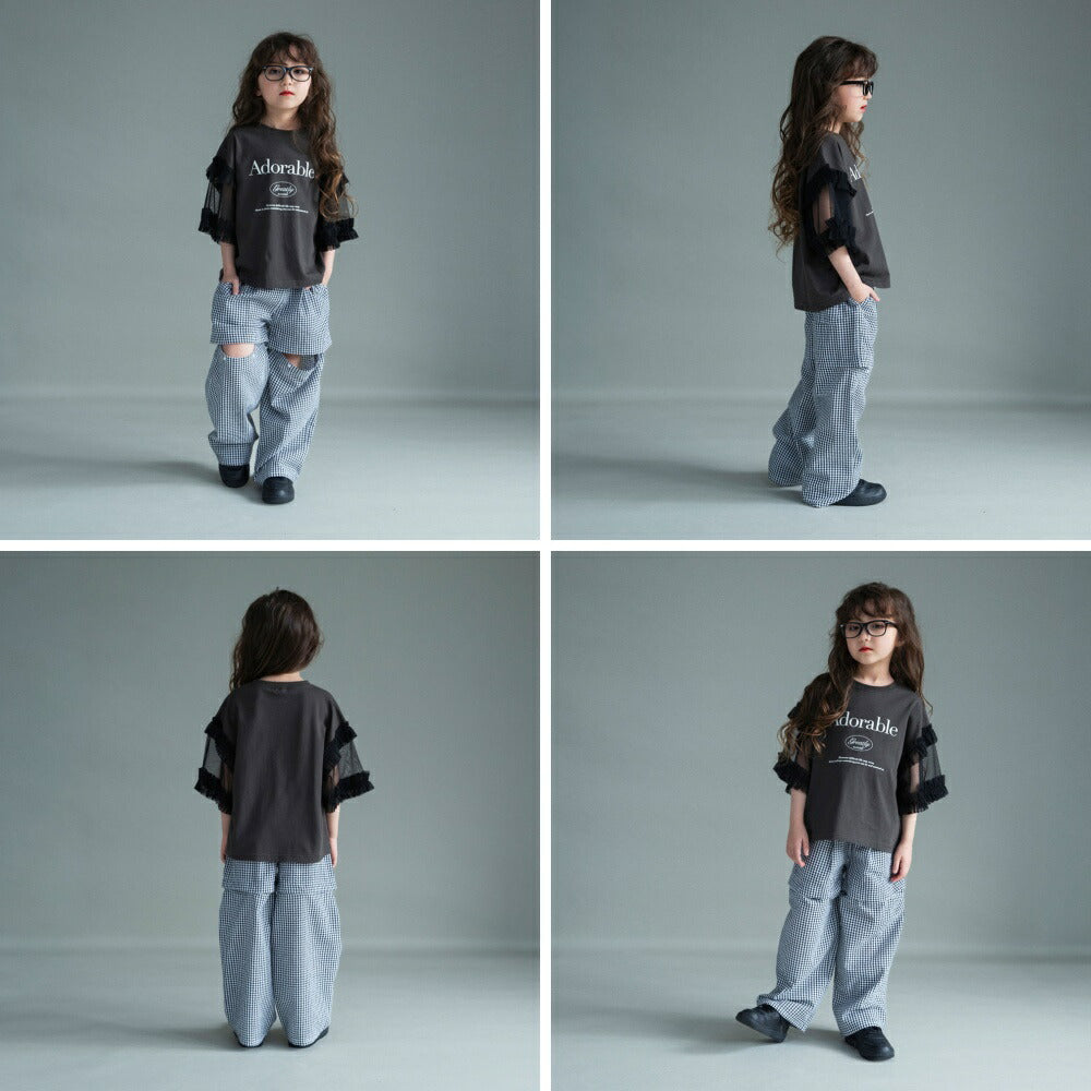 日本童裝 Branshes 2Way 格紋長褲 可拆變成短褲 100-150cm 女童款 夏季 PANTS