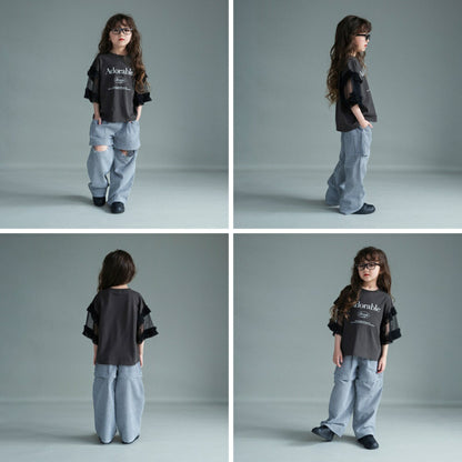 日本童裝 Branshes 2Way 格紋長褲 可拆變成短褲 100-150cm 女童款 夏季 PANTS